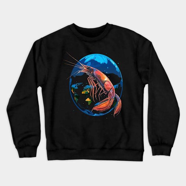 Blue Shrimp Earth Day Crewneck Sweatshirt by JH Mart